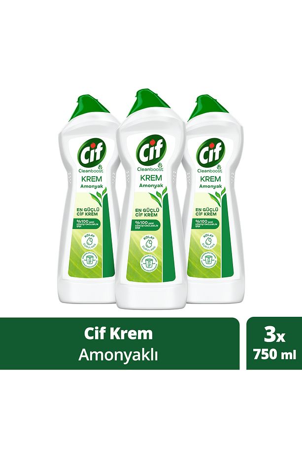 Krem Yüzey Temizleyici Amonyaklı Klor Boya Fosfat Paraben Içermez 750 ml 3 Adet - 1