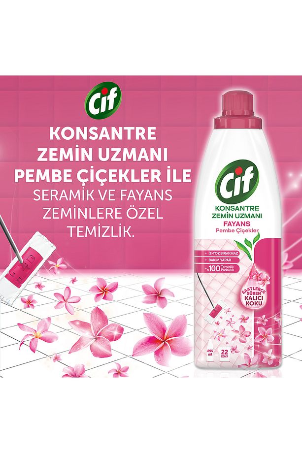 Konsantre Zemin Uzmanı Ahşap 895 ml Konsantre Zemin Uzmanı Fayans Pembe Çiçekler 895 ml - 7