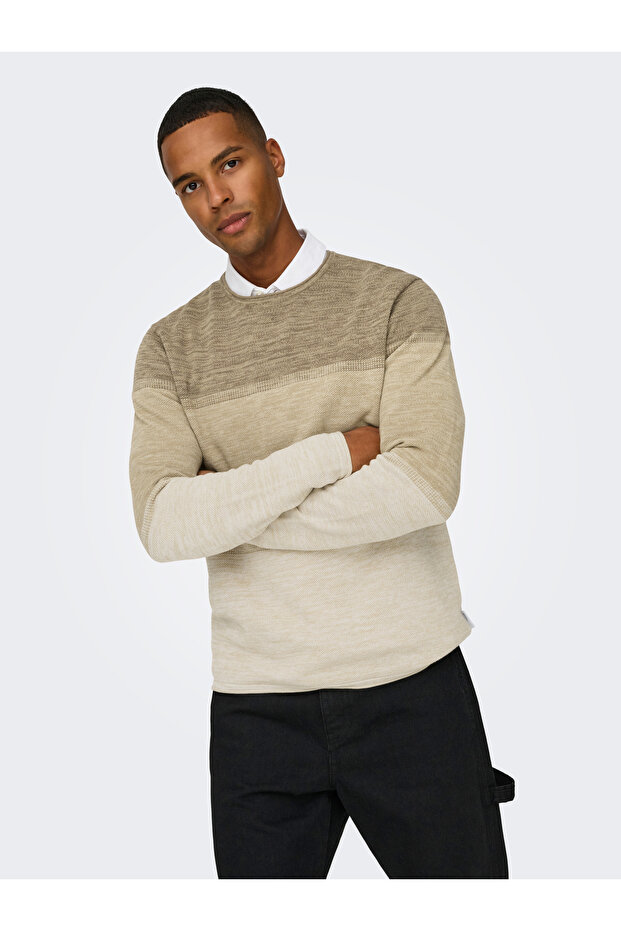 Onsfelix Reg 12 Crew Knit Noos 22029042 Silver Lining - 6