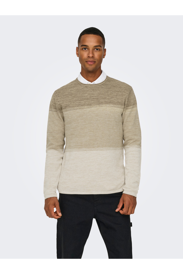 Onsfelix Reg 12 Crew Knit Noos 22029042 Silver Lining - 1