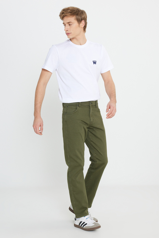Slim Fit Slim Fit Regular Waist Narrow Leg Texas Men's Khaki Stretch Trousers