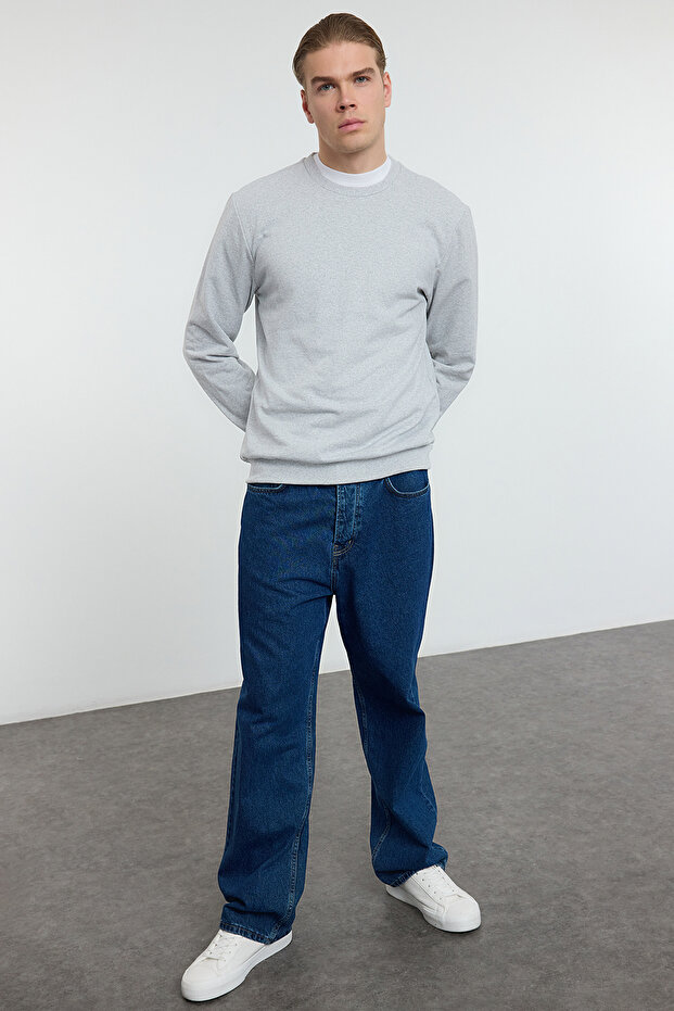 Gri Melanj Regular/Normal Kesim Basic Sweatshirt TMNAW21SW1208 - 1