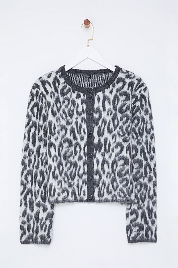 Antrasit Leopar Desenli Triko Hırka TWOAW25HI00378 - 6