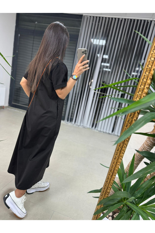 Dr 2575 Şerit Geçişli Elbise - 5