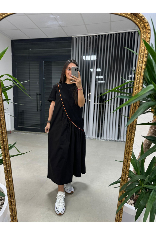 Dr 2575 Şerit Geçişli Elbise - 3