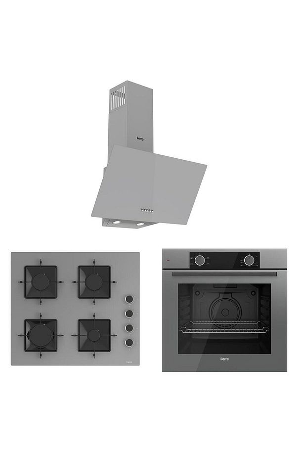 Pure Ss Serisi Gri Cam Ankastre Set D088 - SS208 Kare - XE61CPR - 1