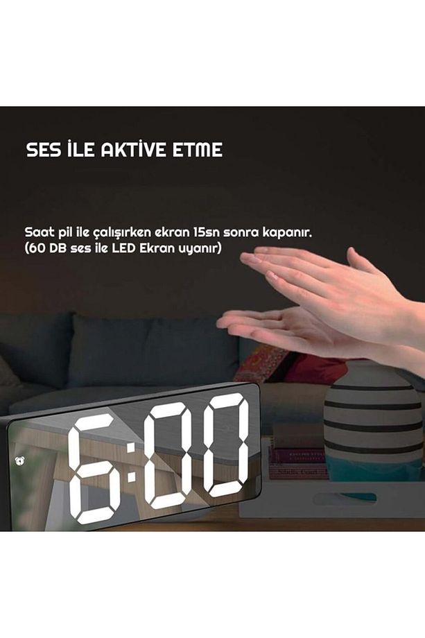 Led Dijital Masa Saati Termometre Alarm - 7