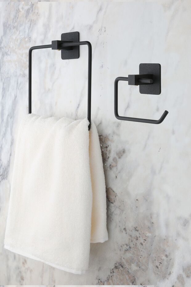 Square Adhesive Black Square Towel Holder Toilet Papercase Square Series