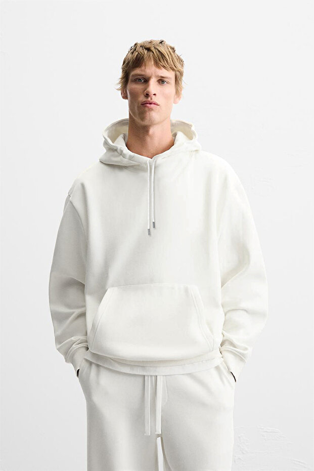 Trend Bi̇z Hooded Kangaroo Pocket 3 Thread Raster Unisex Sweatshirt