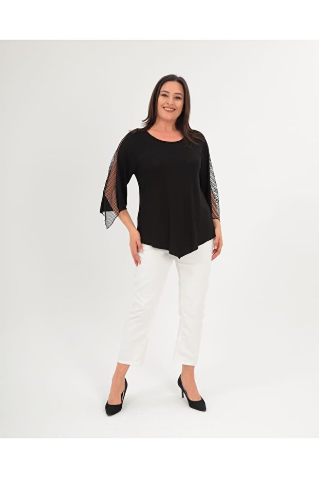 Kadın Çilek Örme Bluz File Detaylı - 2