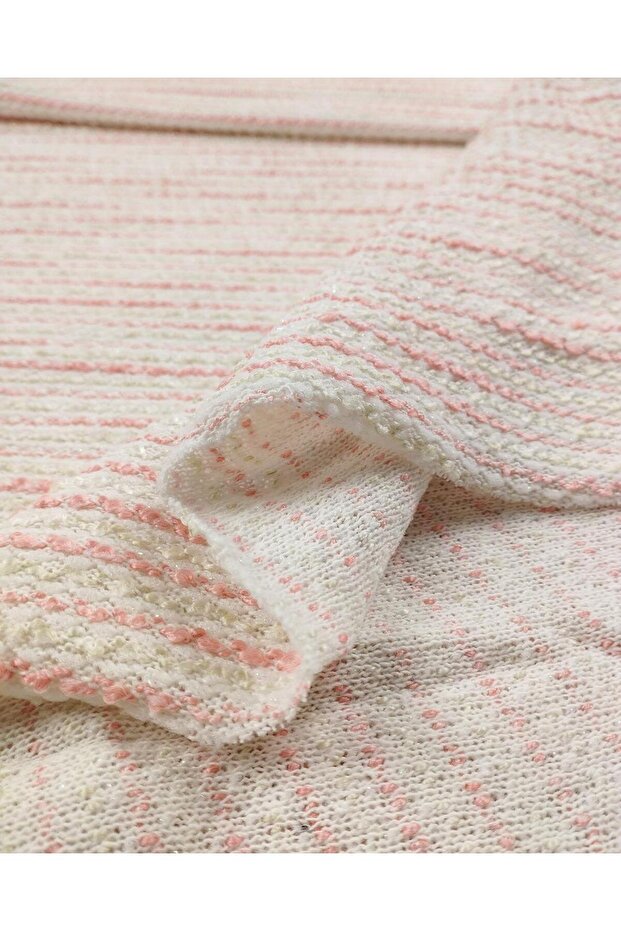 Simli Örme Krem Pembe Renklerde En: 130 cm - 4