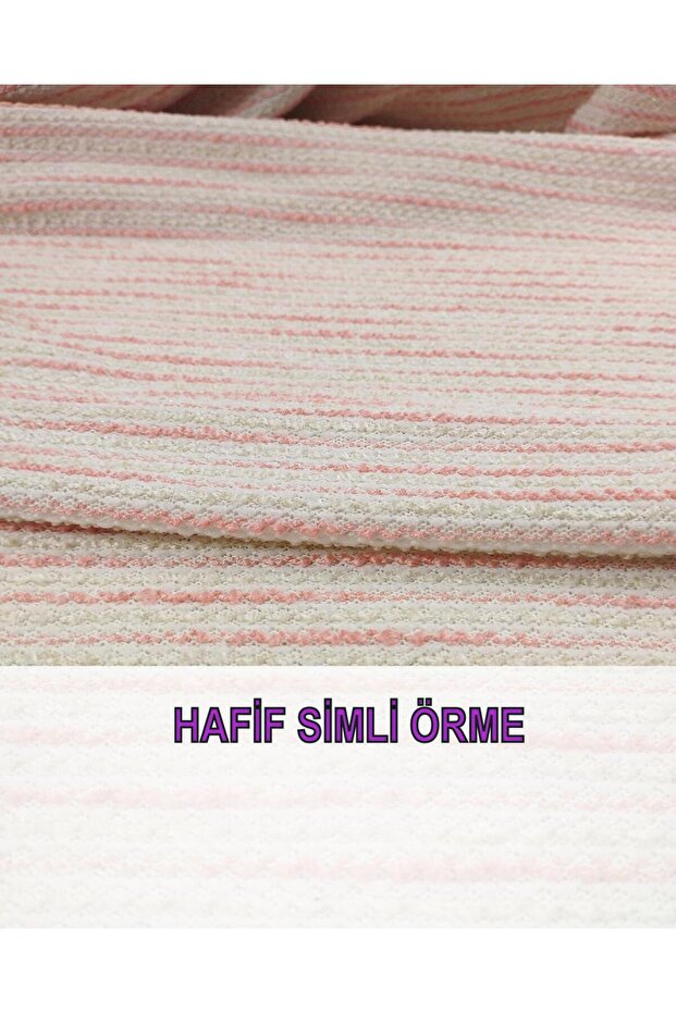 Simli Örme Krem Pembe Renklerde En: 130 cm - 1
