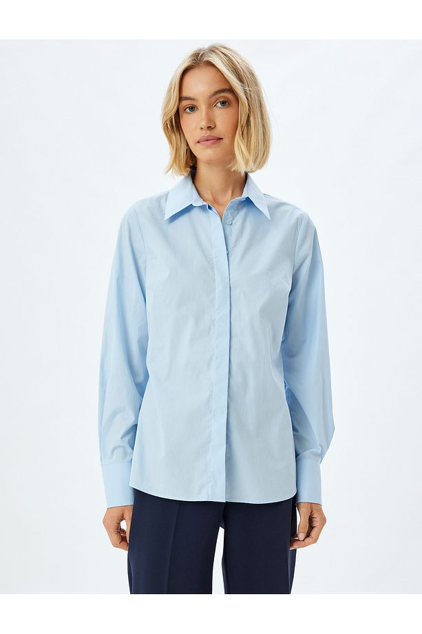 Uzun Kollu Pamuklu Regular Fit Basic Poplin Gömlek - 3