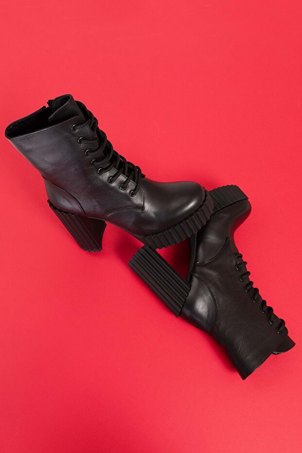 Kadın Hakiki Deri Platform Topuklu Bot Mnz.240031 - 4