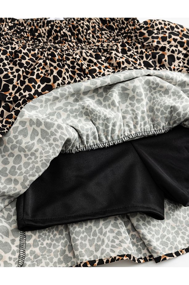 Mini Şort Etek Leopar Desenli Volanlı Katlı Gipeli Slim Fit - 6