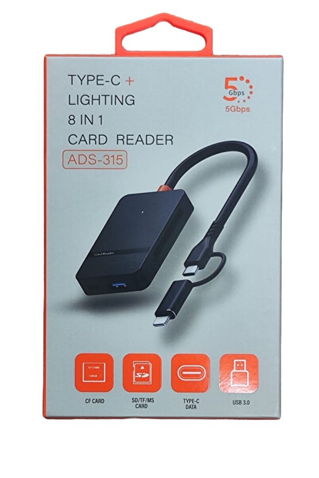 8 in 1 Type C - Lightning USB Multiplexer - Compact Flash - Microsd - Sd Card Reader - 1