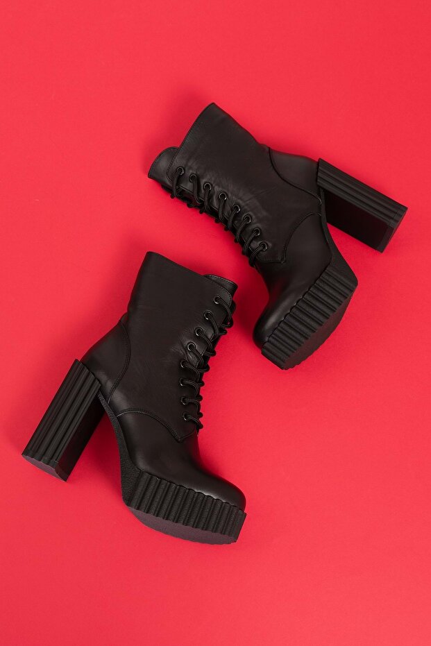 Kadın Hakiki Deri Platform Topuklu Bot Mnz.240031 - 2