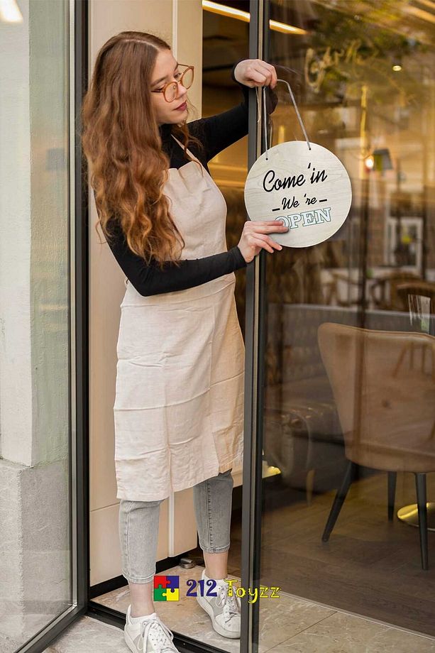 ahşap açık kapalı yazılı kapı süsü dükkan kapı süsü açığız , kapalıyız yazısı open closed - 5