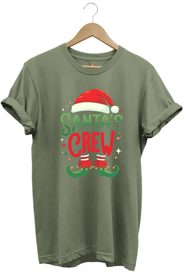 Santa Claus New Year Christmas New Year Gift Printed 100% Cotton Regular Fit Khaki T-Shirt