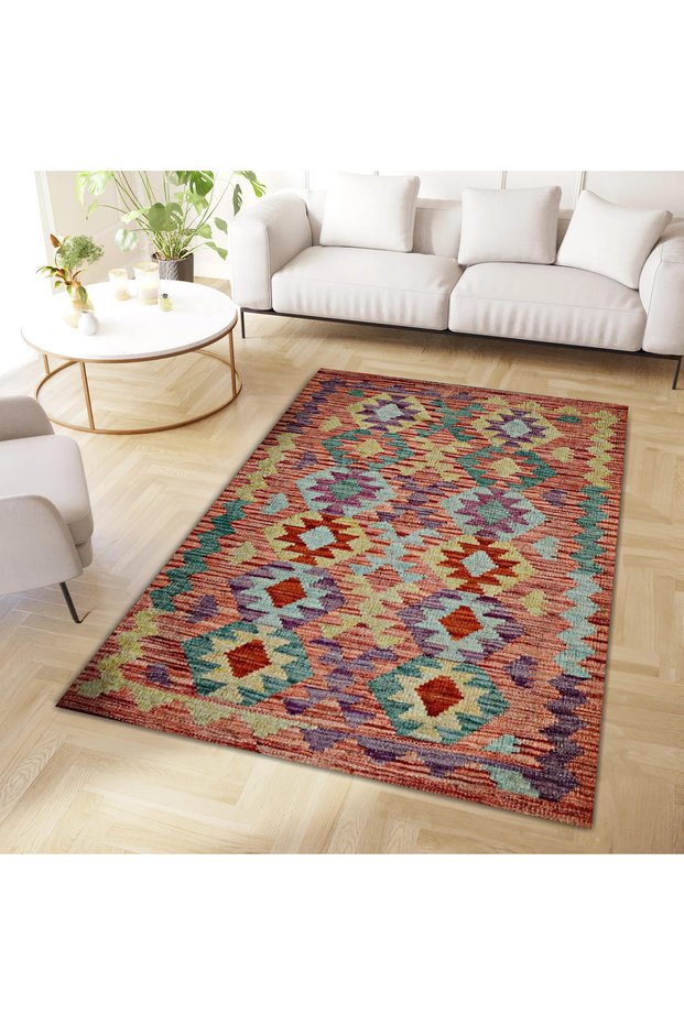 Melisa Collection Orange Themed Multicolored Patterned Woven Base Modern Decorative Carpet Melisa23