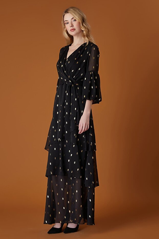 Varak Baskılı Uzun Elbise - 6