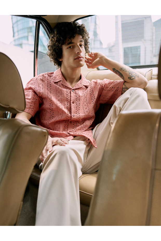Loose Baggy Trousers with Fabric Buttons and Chino Pocket Detail