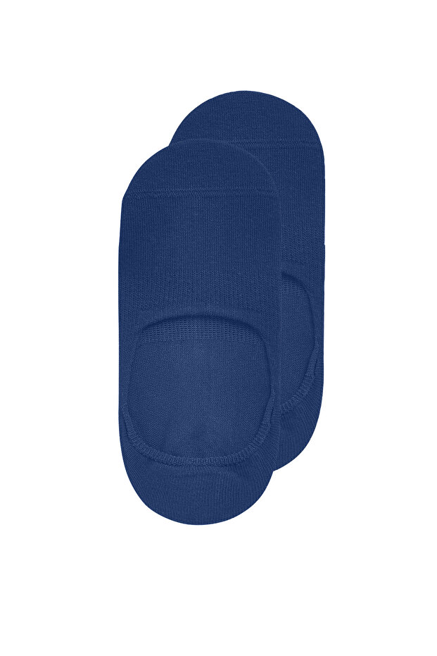 2 Pairs Navy Blue Bamboo Silicone Plain Women'S/Men's Ballerina Socks