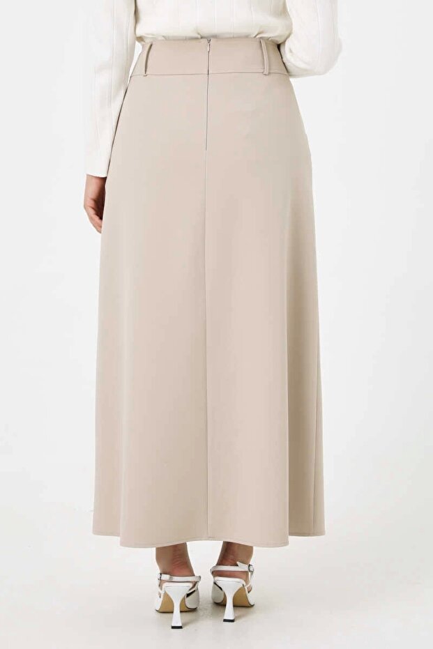 Taş Büyük Beden Düğme Detaylı Klasik Etek 2516041 - 5