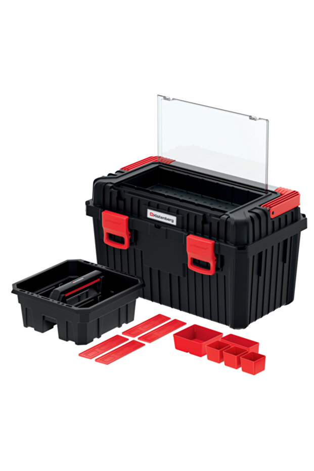 صندوق أدوات ثقيل متعدد المقصورات مكون من 60 قطعة مع مقبض قابل للطي - 7