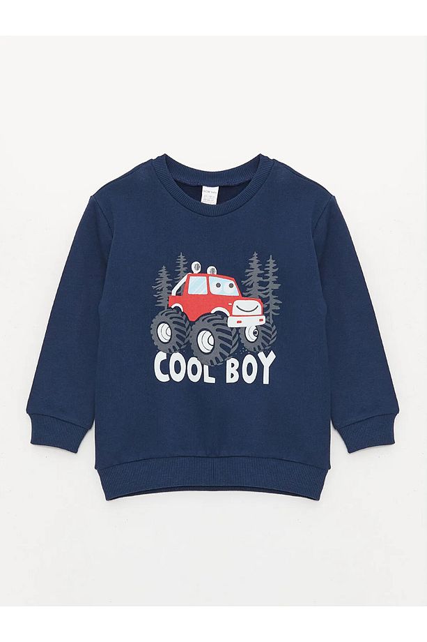 LCW baby İndigo Bisiklet Yaka Uzun Kollu Baskılı Erkek Bebek Sweatshirt ve Eşofman Alt 2'li Takım - 2