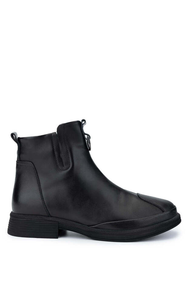 Women's Genuine Leather Black Leather Casual Boots
