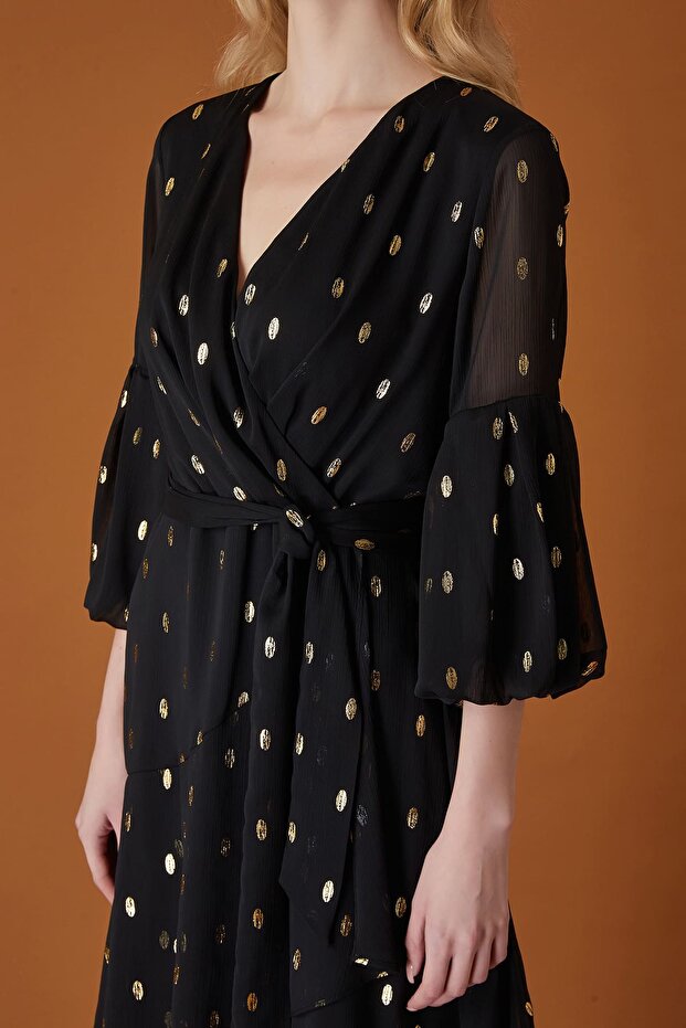 Varak Baskılı Uzun Elbise - 3