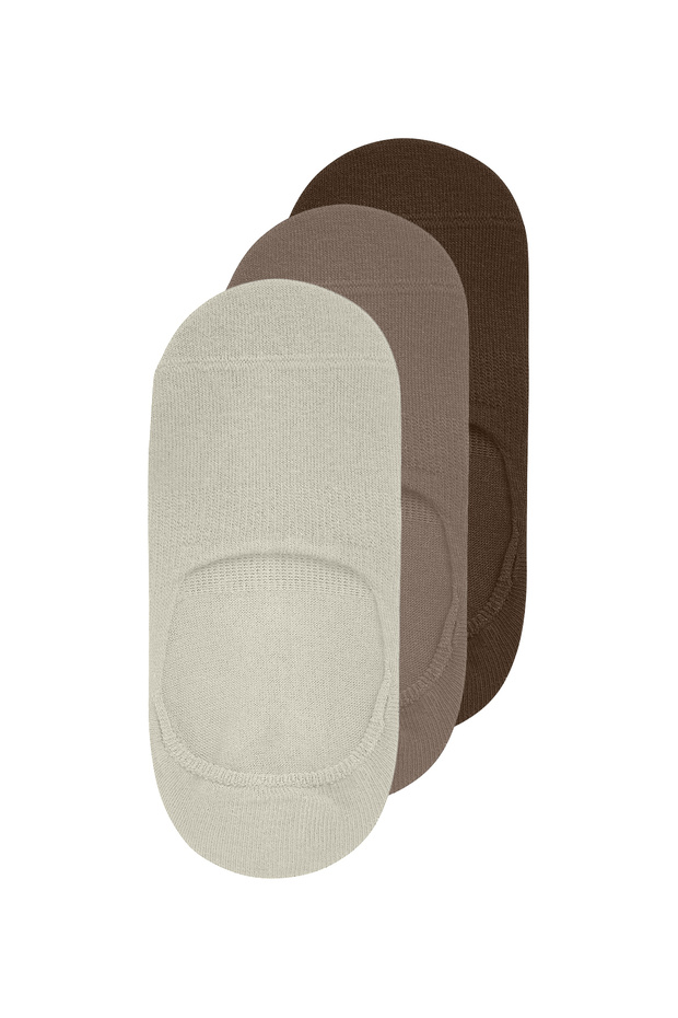 3-Piece Brown/Mink/Cream Bamboo Silicone Plain Women'S/Men's Ballerina Socks