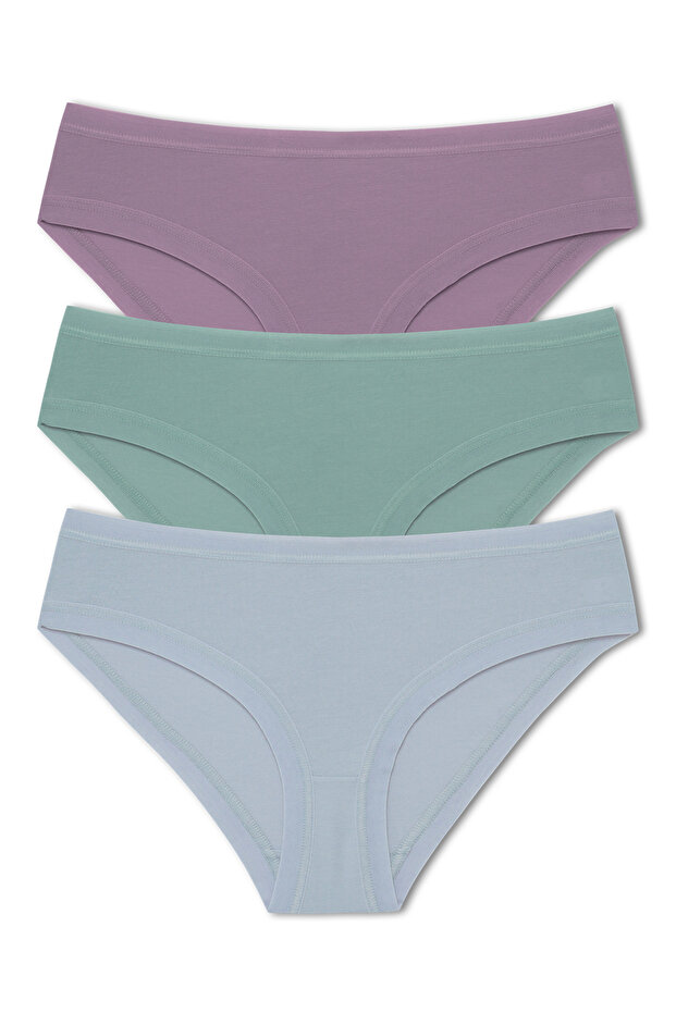 3-Piece Cotton Women's Panties with Elastic Waist and Legs