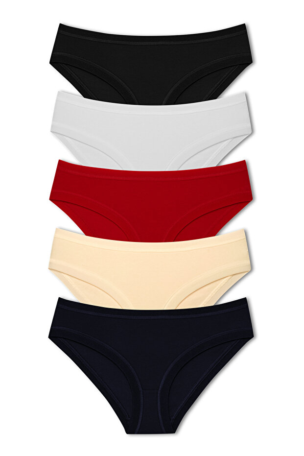 5-Piece Cotton Women's Panties with Elastic Waist and Legs