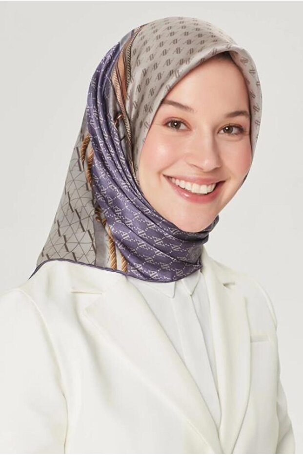Silk Scarf Nostalgia - 8519-05 Gray Purple Twill