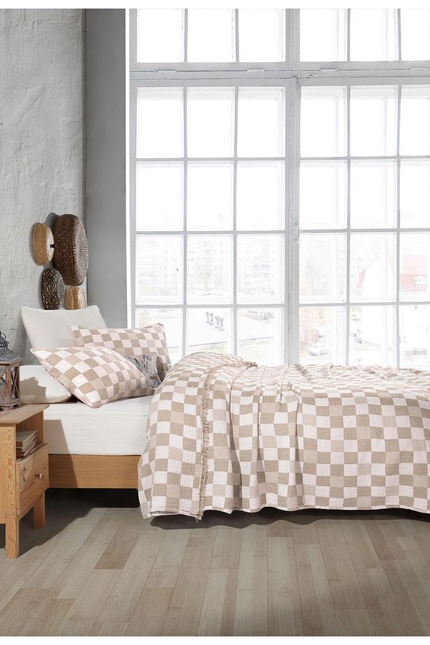 %100 Pamuk Tek Kişilik 160 X 240cm Yatak Örtüsü/1 Adet 50x70cm Yastık 4 Katlı Multi Muslin - 3