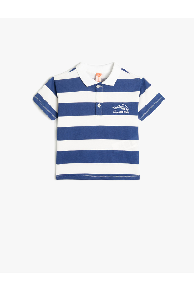 Short Sleeve Polo T-Shirt - Button Detail