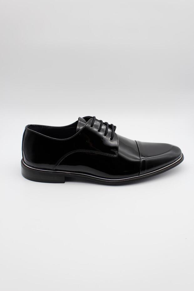Men's Black Genuine Leather Patent Leather Neolite Sole Lace-Up Tuxedo Shoes 1033235126