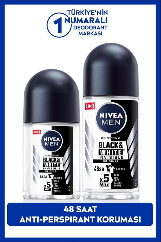 MEN Erkek Roll-on Deodorant Black&white 50ml Ve Mini Roll-on Black&white 25ml - 1