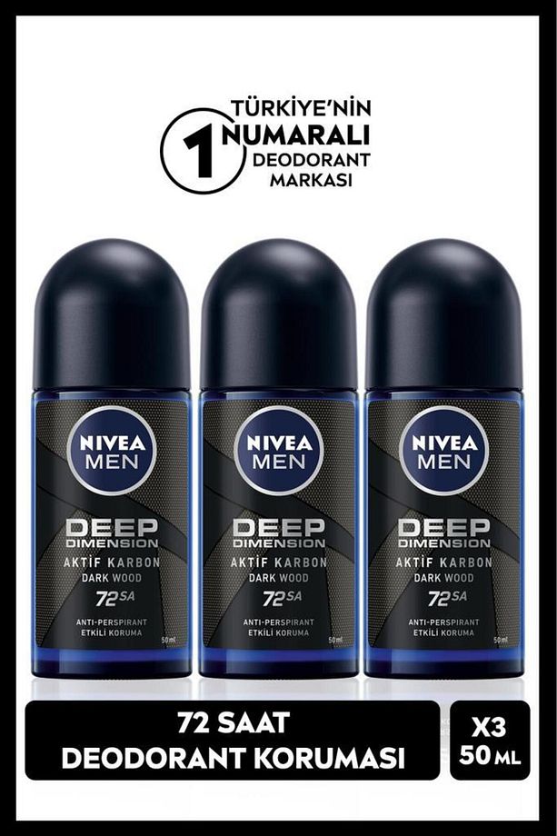 Men Erkek Roll-on Deodorant Deep Dimension 50ml, 48 Saat Koruma, X3 Adet - 1