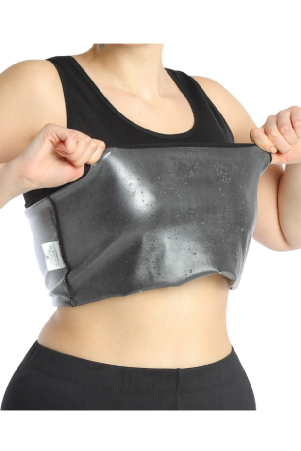 Athlete Extra Thin Sauna Thermal Undershirt Help Your Sweating Polymer Fabric Corset Effective Black Color