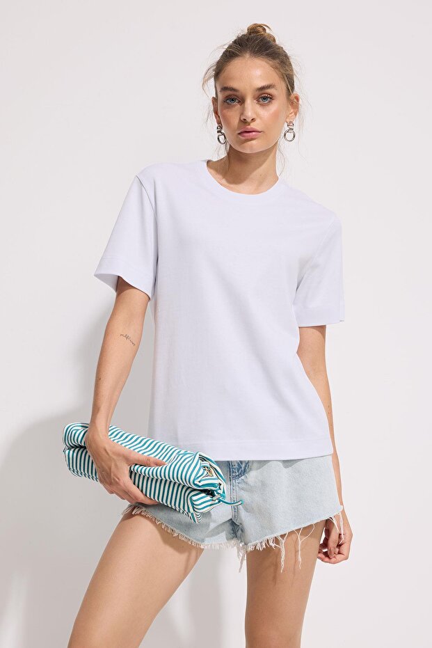 Premium Pamuk Basic Tshirt Kadın - 1