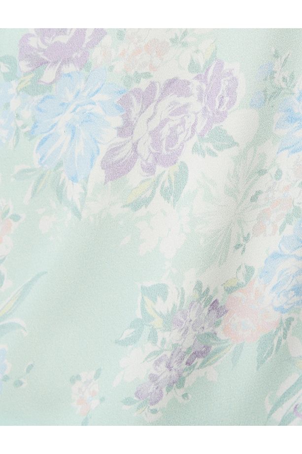 Pijama Üstü Çiçekli Askılı V Yaka - 6