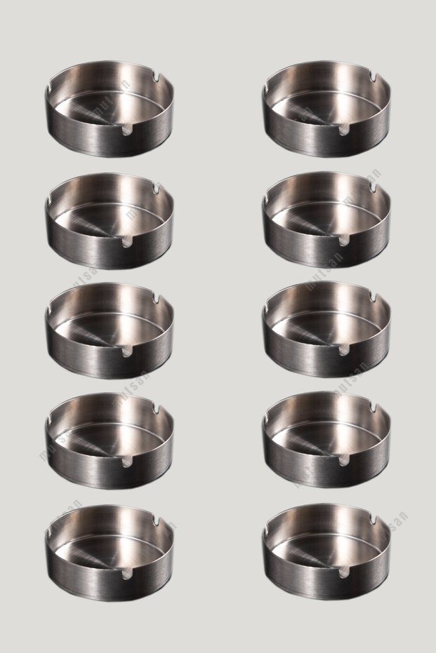 Set of 10 Stainless Steel Ashtrays | 8 cm Metal Ashtray | Durable Tablecloth for Restaurants, Cafes, Hotels and Businesses