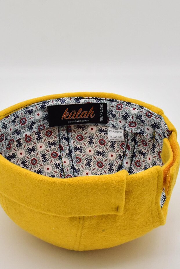 Erkek Sokak Stili Yünlü Sipersiz Şapka Sarı Docker Cap - 6