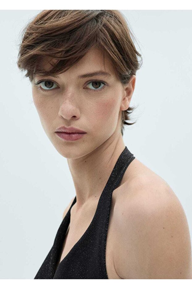 Drape yaka lureks elbise - 8