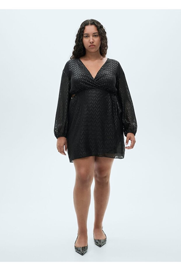 Yanı Yırtmaçlı Anvelop Elbise - 6