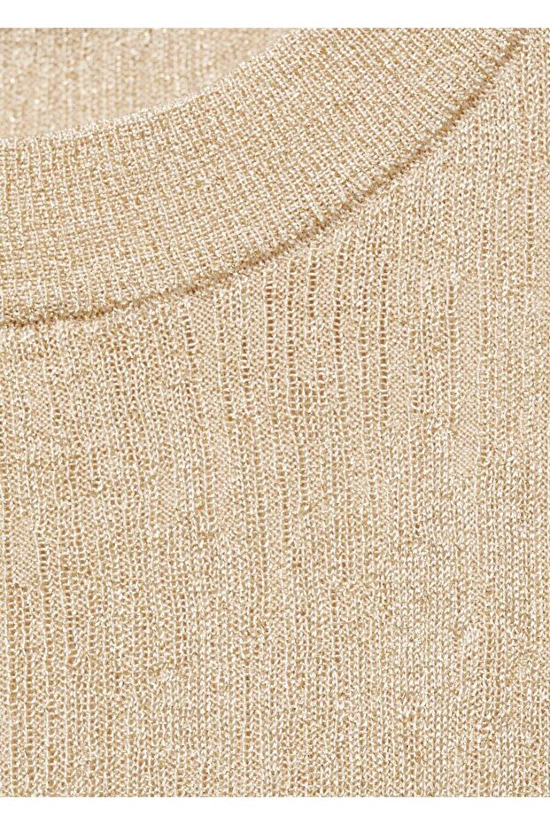 Yuvarlak yakalı simli kazak - 5