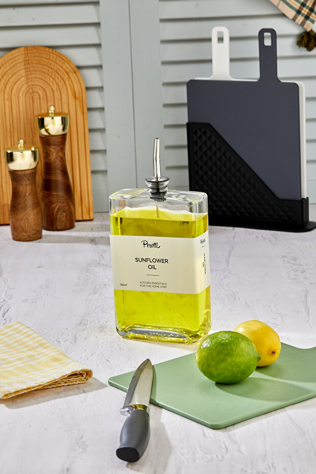 Stylish 750ml Silver Kapak Cam Yağdanlık sosluk sirkelik - 1